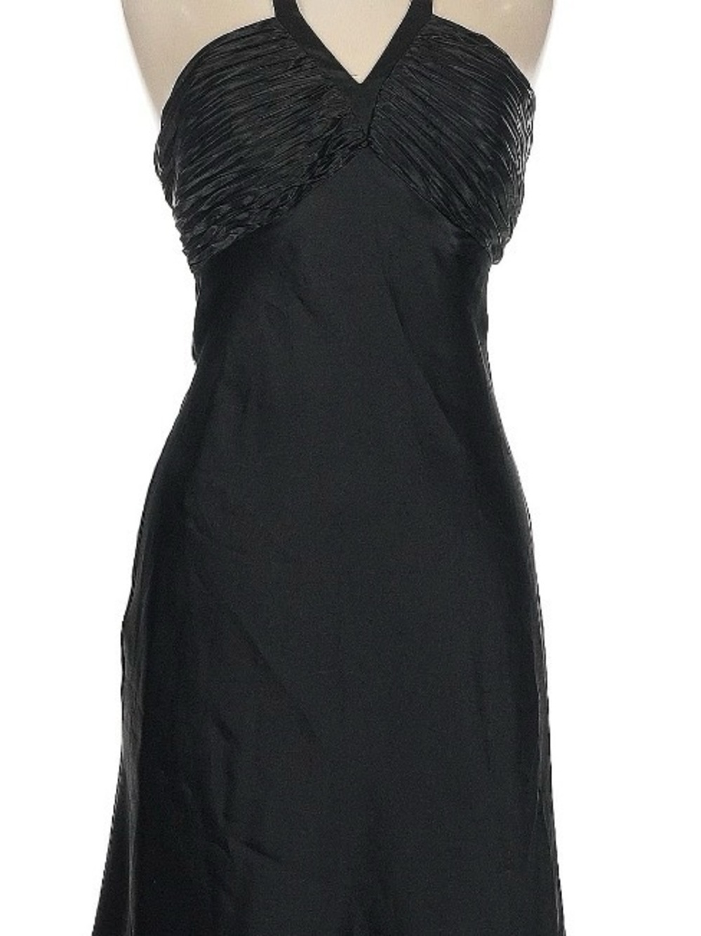 ❤️Morgan & Co. Black Halter Tie Evening Cocktail Dress Textured Faux Satin Bodic